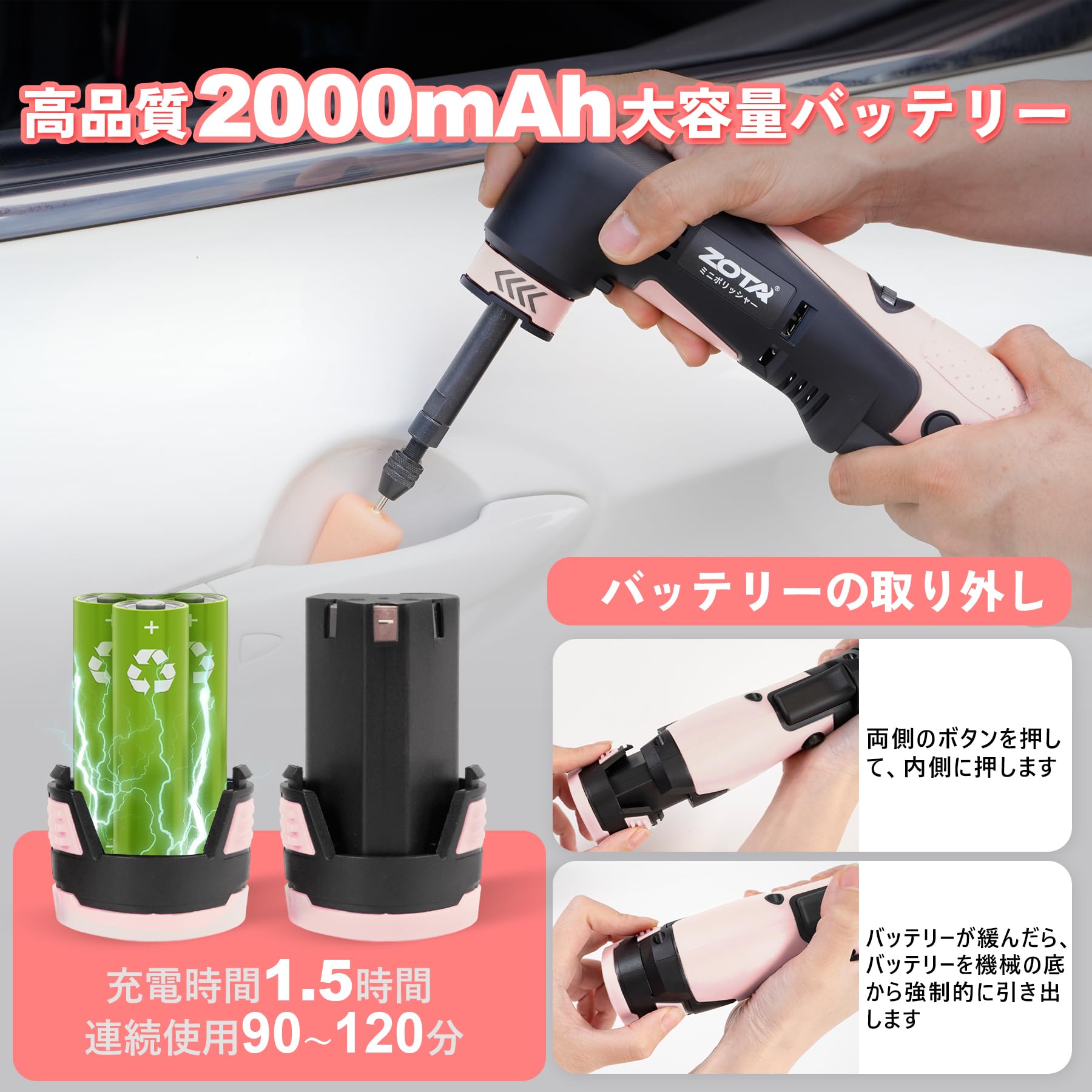 Amazon | ZOTA ミニポリッシャー，30mm/50mmダブルアクション 