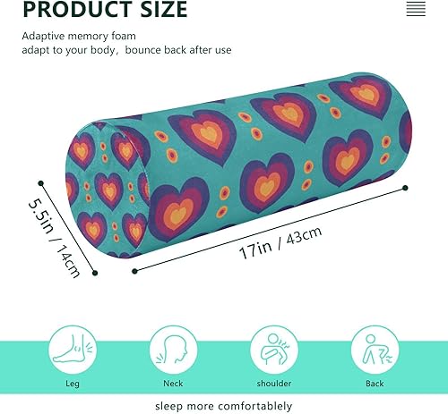 Miniatura 2 de Funda de almohada cervical rosa, morado, naranja, amarillo, corazón, azul, ropa de cama, artículos esenciales de cama de cuello redondo, almohada