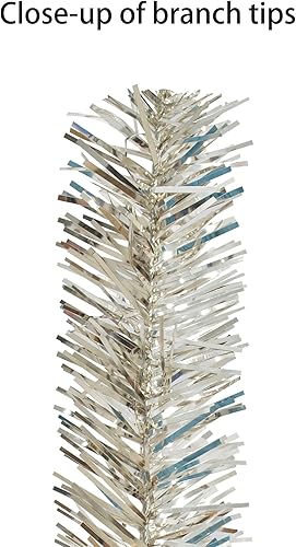 Miniatura 6 de Árbol de oropel de oro rosa preiluminado de 4.5 pies, 160 puntas, 70 luces incandescentes transparentes UL