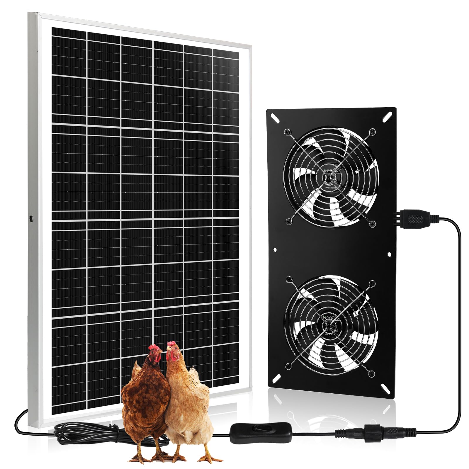 Ventilateur solaire IP67 étanche 25W double ventilation serre