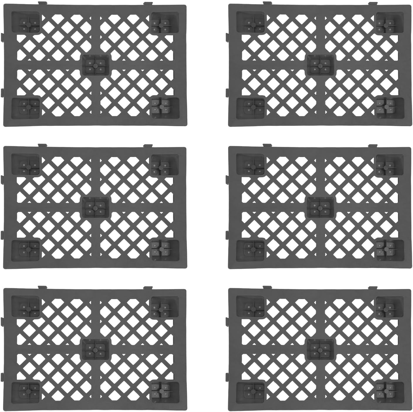 6 Pcs Plastic Pallets,6 Pcs Interlocking Storage Pallets,Black Waterproof Grid Ventilation Garage Floor Pallets for Warehouses, Factories,Logistics Centers (23.62 * 15.75 * 3.94in)