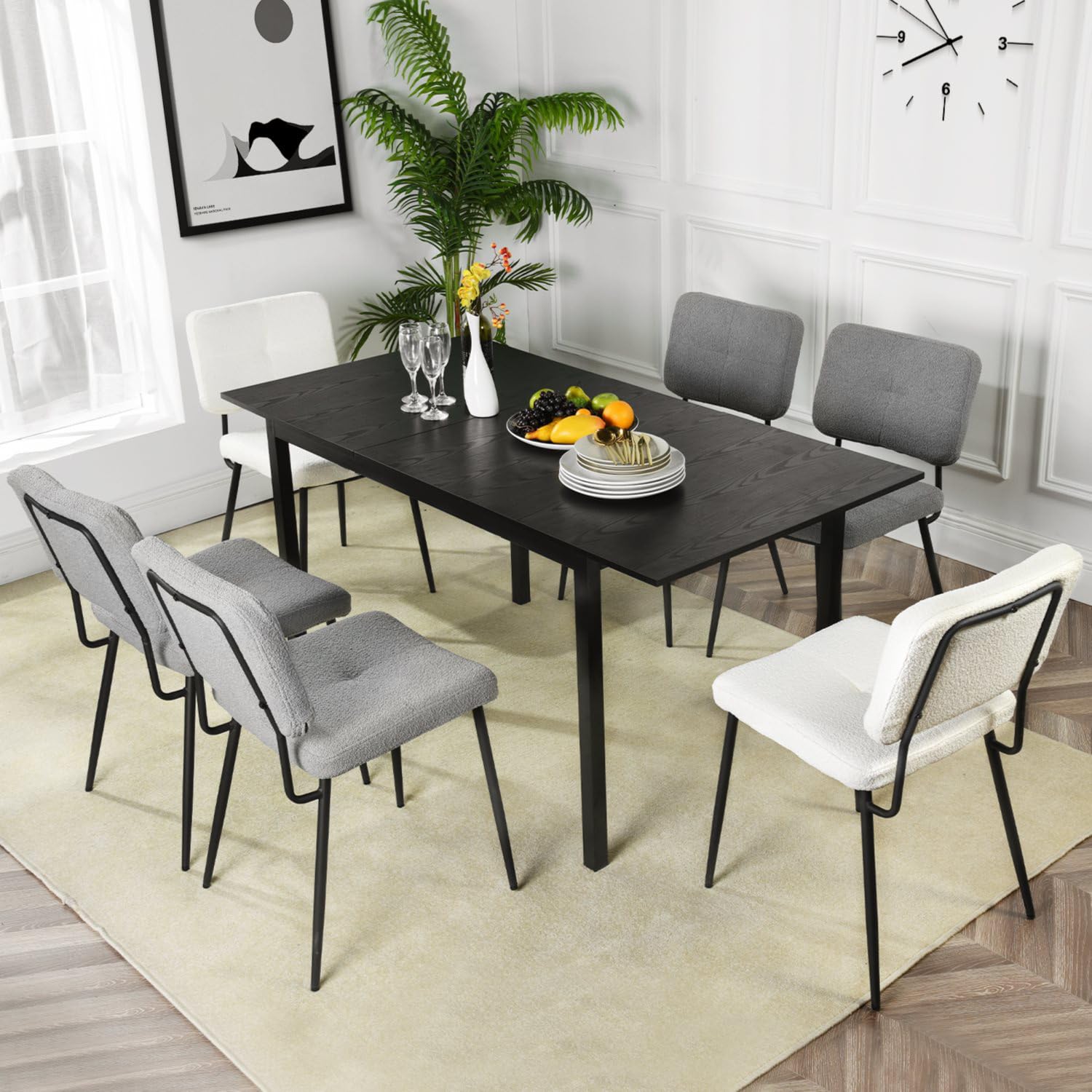 MEUBLE COSY Esstisch Ausziehbar Küchentisch für 4-6 Personen Vintage Industrial Esszimmertisch Metallgestell für Esszimmer, Küche, 120-160x80x75cm, Schwarz