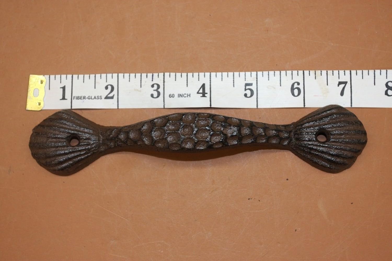 Vintage-Style Seashell Drawer Pull Set of 4, Cast Iron Powder Coat Brown Finish, 7 1/4", HW-58