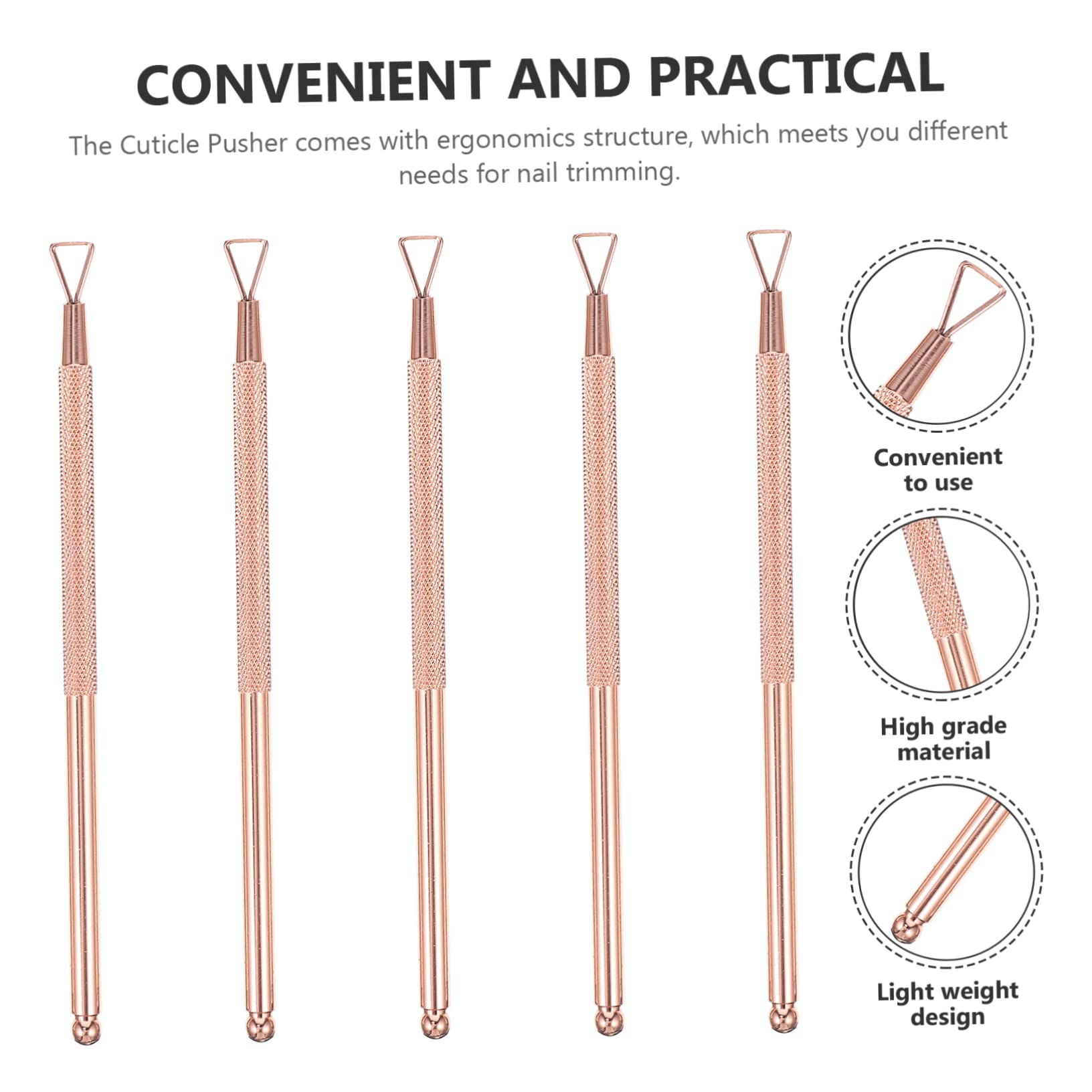 BELLIFFY Ergonomic Nail Gel Pusher 5pcs Nail Art Cuticle Trimmers Set for Dead Skin
