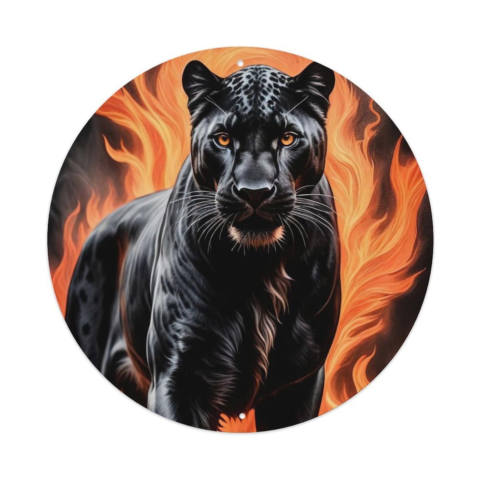 Animal Artwork Leopard on Fire Metal Tin Sign