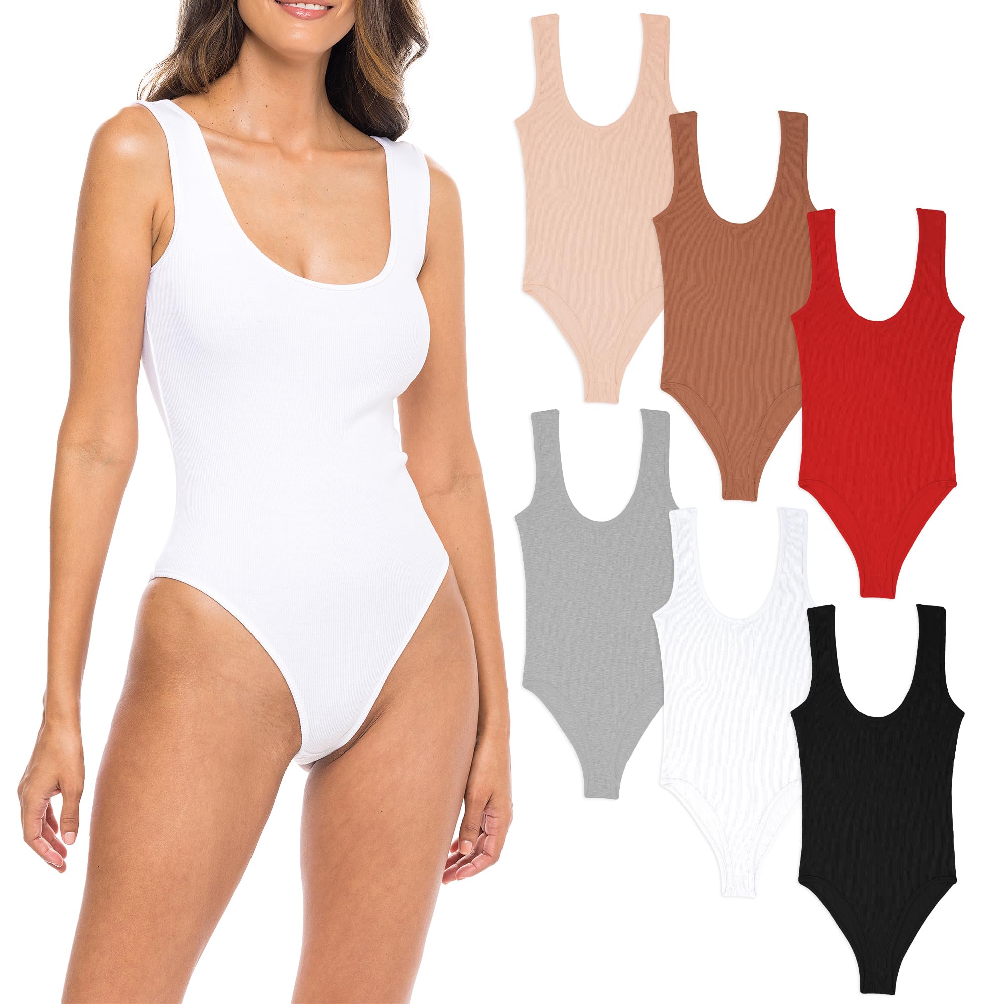 Sexy BasicsTank Top -Body Suit | Juniors Teens Petite Sized Cotton Rib Stretch Onsies | 6 Pack & 12 Pack