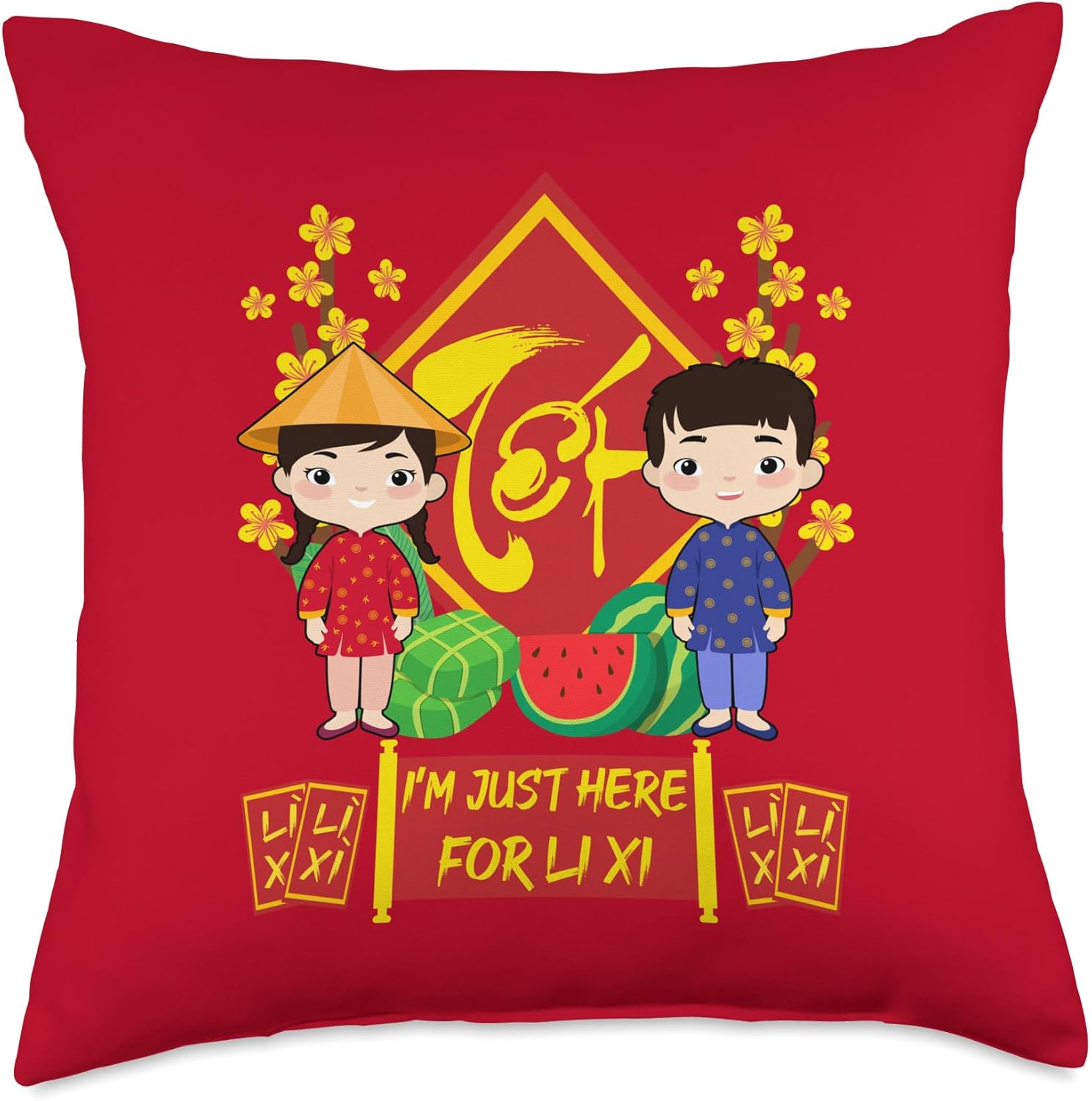 Kids Vietnamese New Year 2026 | I'm Just Here For Li Xi Throw Pillow