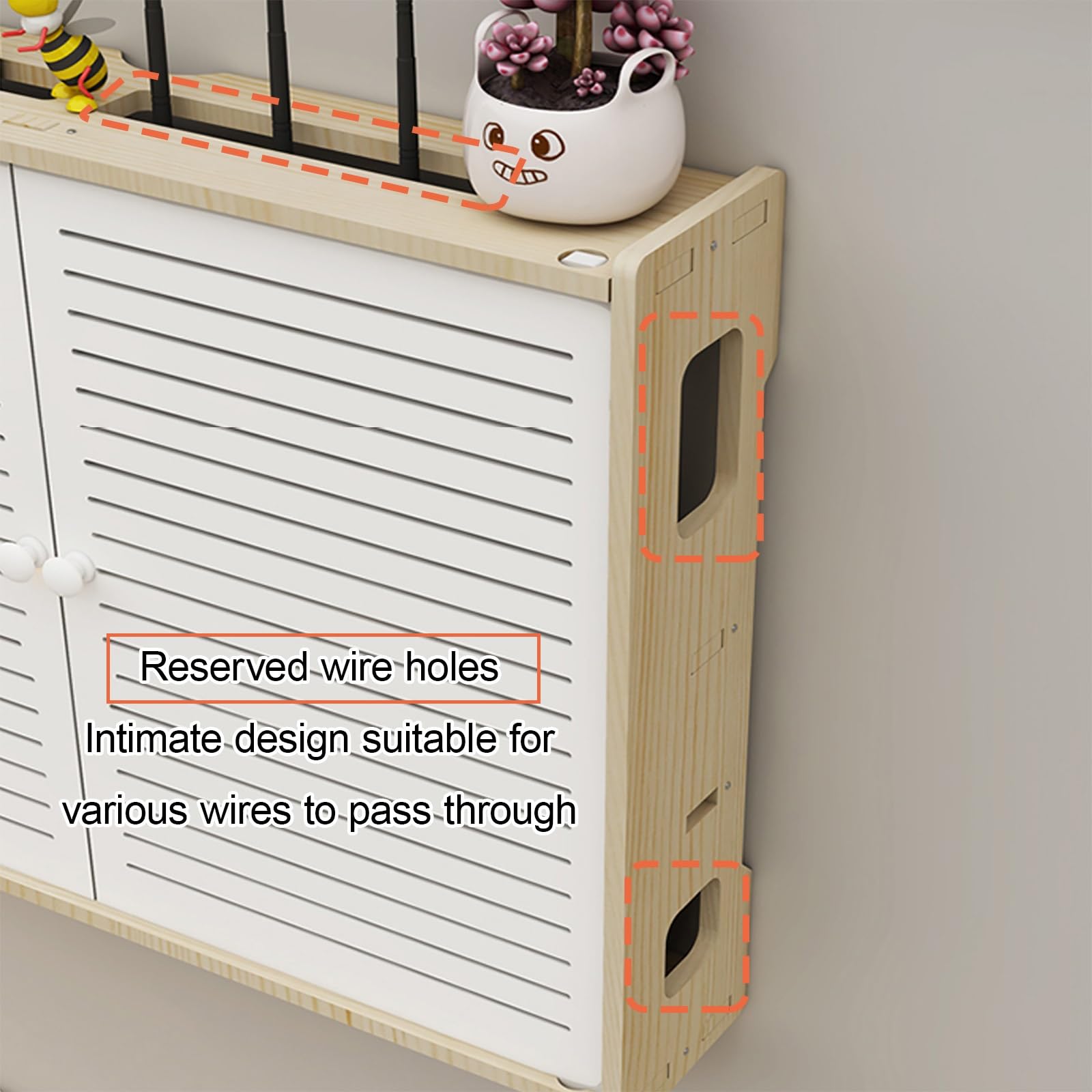 Scatola portaoggetti in Legno per Router, Nascosta da Box WiFi a Parete, mobiletto Decorativo per Router, scaffale per Modem, Supporto per proiettore, Organizer per la Gestione