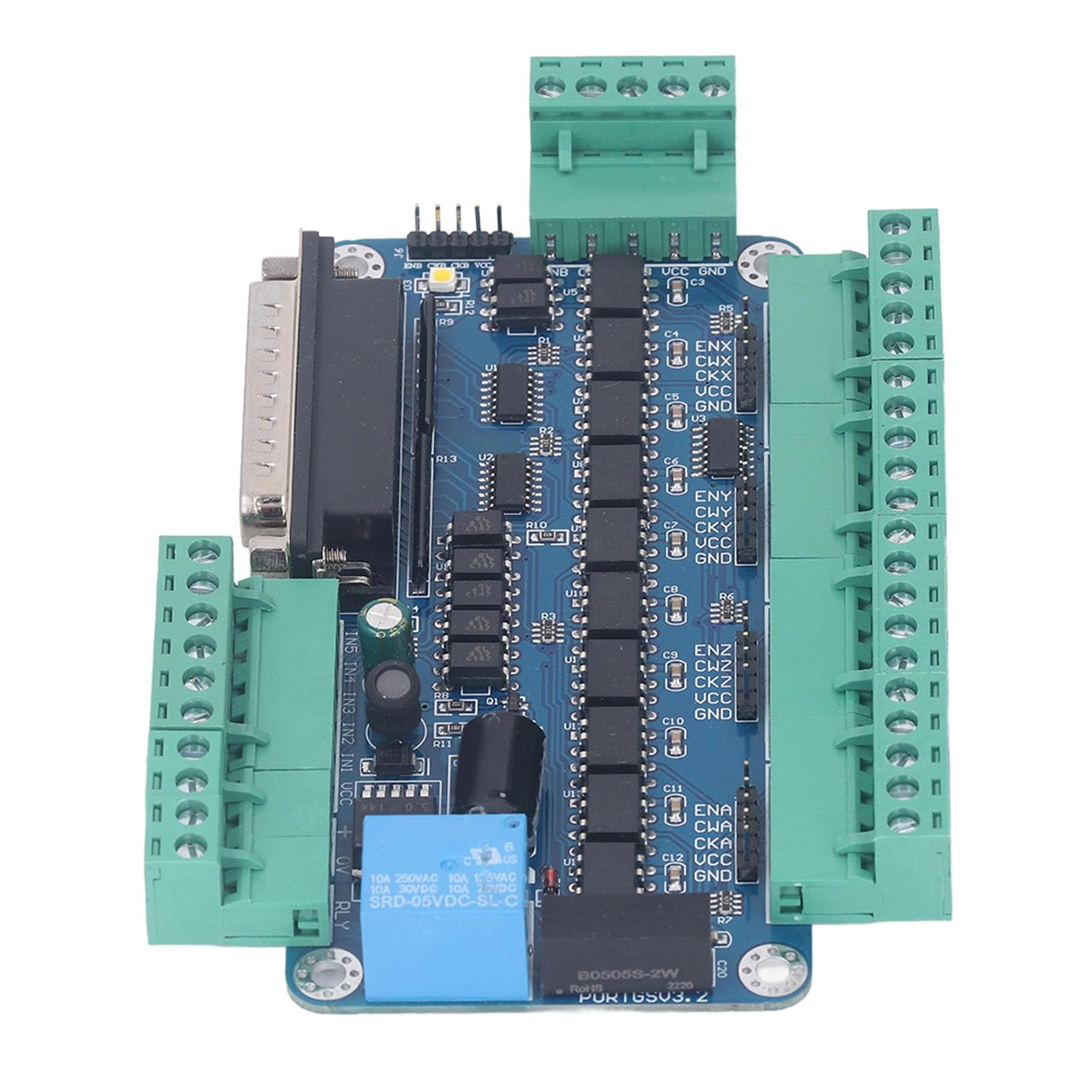 Scheda controller motore passo-passo CNC, scheda breakout a 5 assi con accoppiatore ottico ad alta velocità - Distribuzione interfaccia porta parallela per driver passo-passo,
