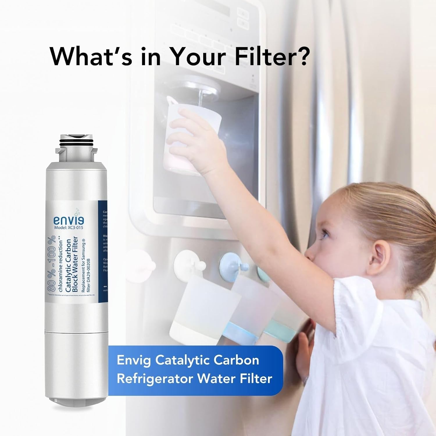 Envig Catalytic Carbon Refrigerator Filter with Test Kit, Chloramine & DBPs Fridge Water Filter DA29-00020B, Replacement DA29-00020A/B, DA29-00020B-1, HAF-CIN/EXP, RF4267HARS, RF25HMEDBSR,