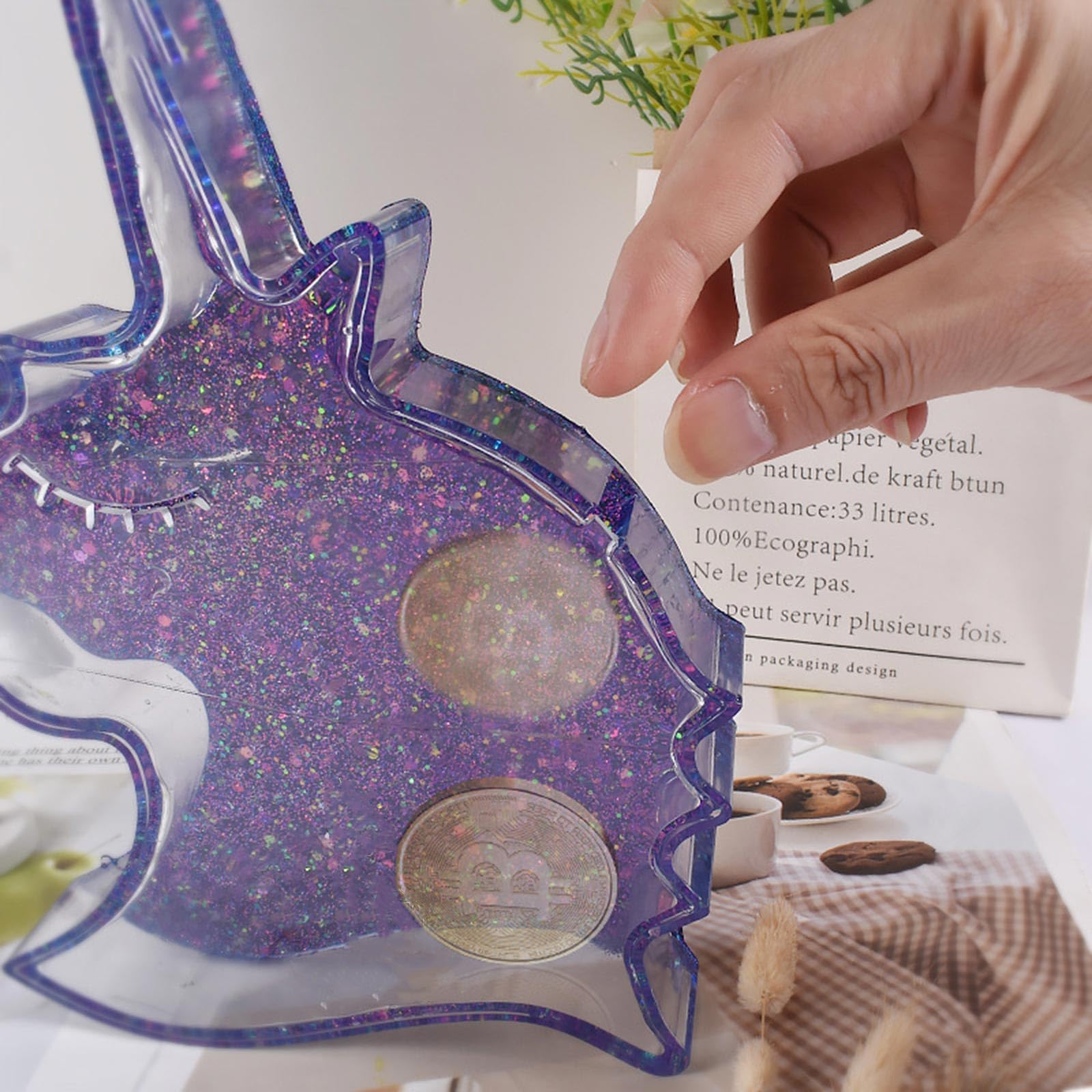 Molde de silicona para hucha de unicornio, decoración de mesa, molde para monedas, caja de almacenamiento, resina, yeso, herramienta de manualidades, moldes de resina epoxi fáciles de limpiar, únicos