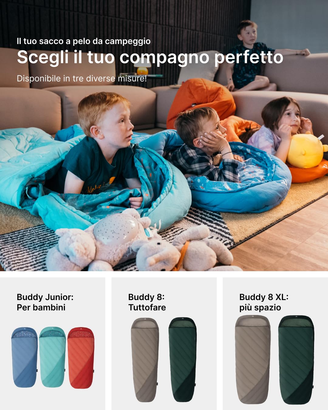 qeedo Buddy Junior, Sacco a Pelo bambini, Comfort Control, Best Shape, Soft Touch