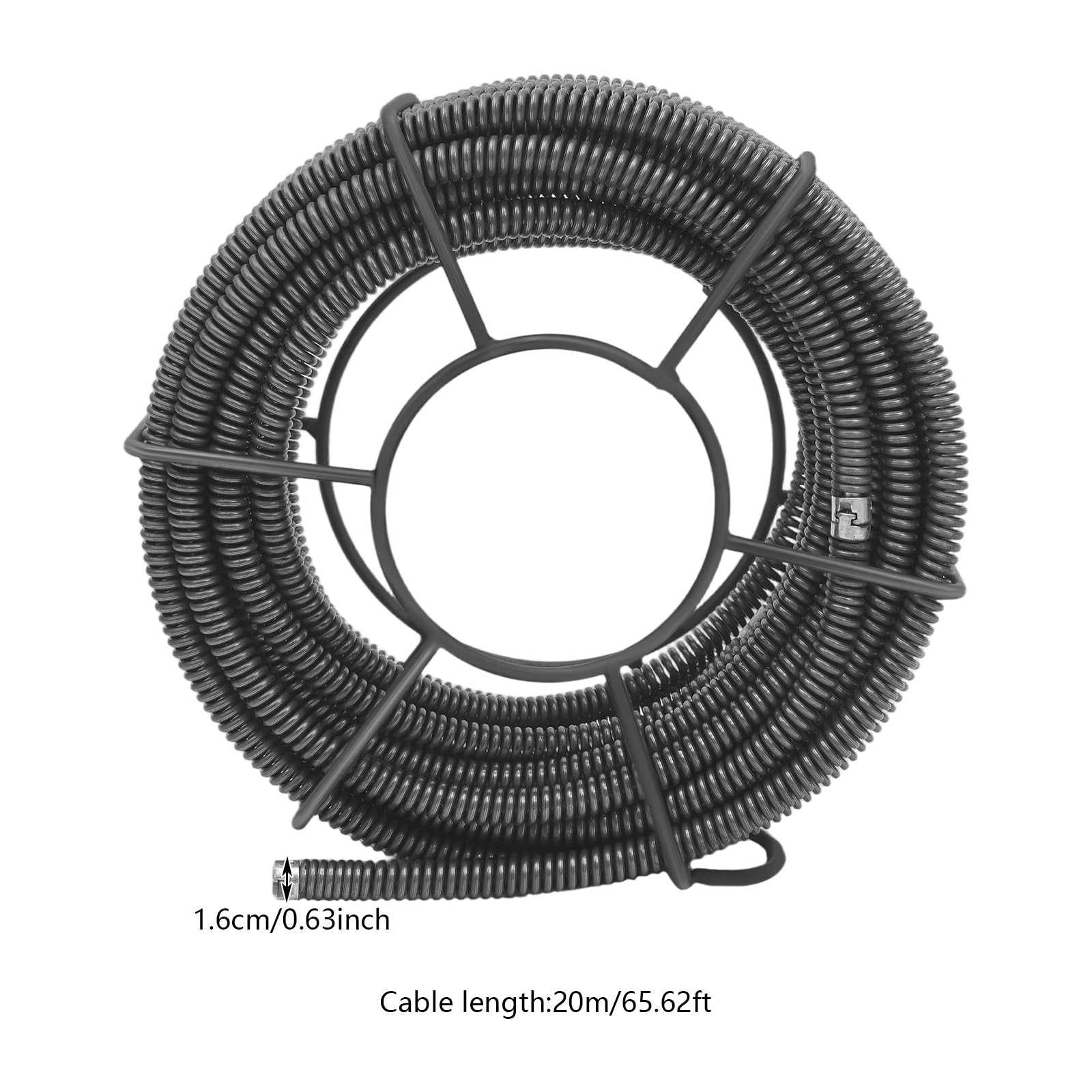 Espiral de limpieza de tuberías de 20 m, espiral flexible, con estante de almacenamiento para cocina, baño, contra obstrucciones en tuberías de desagüe