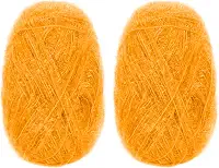 CAMAL Fio de poliéster para panos de prato para suprimentos de crochê, fio de tricô colorido brilhante para panos de prato, artesanato DIY, 2 pacotes 109 jardas por novelo (amarelo dourado)