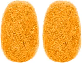 CAMAL Fio de poliéster para panos de prato para suprimentos de crochê, fio de tricô colorido brilhante para panos de prato, artesanato DIY, 2 pacotes 109 jardas por novelo (amarelo dourado)