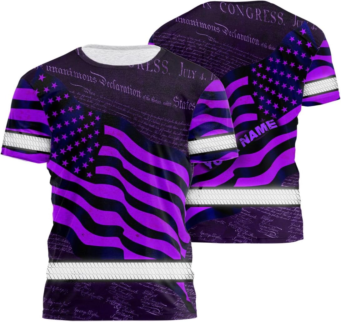 US Flag with Neon Color High Visibility Shirt for Men Women Custom Name Reflective Safety Shirts for Workers