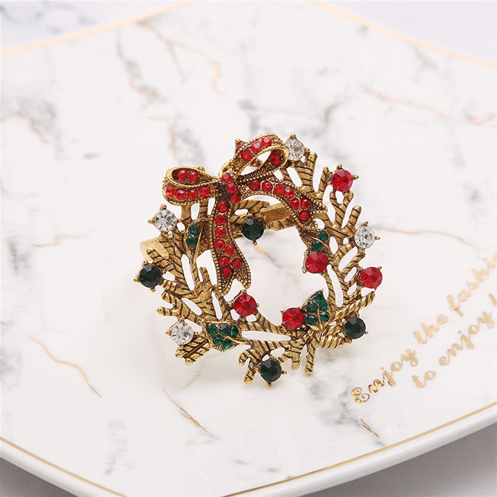 servilletero 6pcs árbol de navidad anillo de la servilleta arco de la guirnalda de la flor del arco de la tabla de la tabla de la tabla de la Navidad de la Navidad Hebilla (Color : A tree silver)