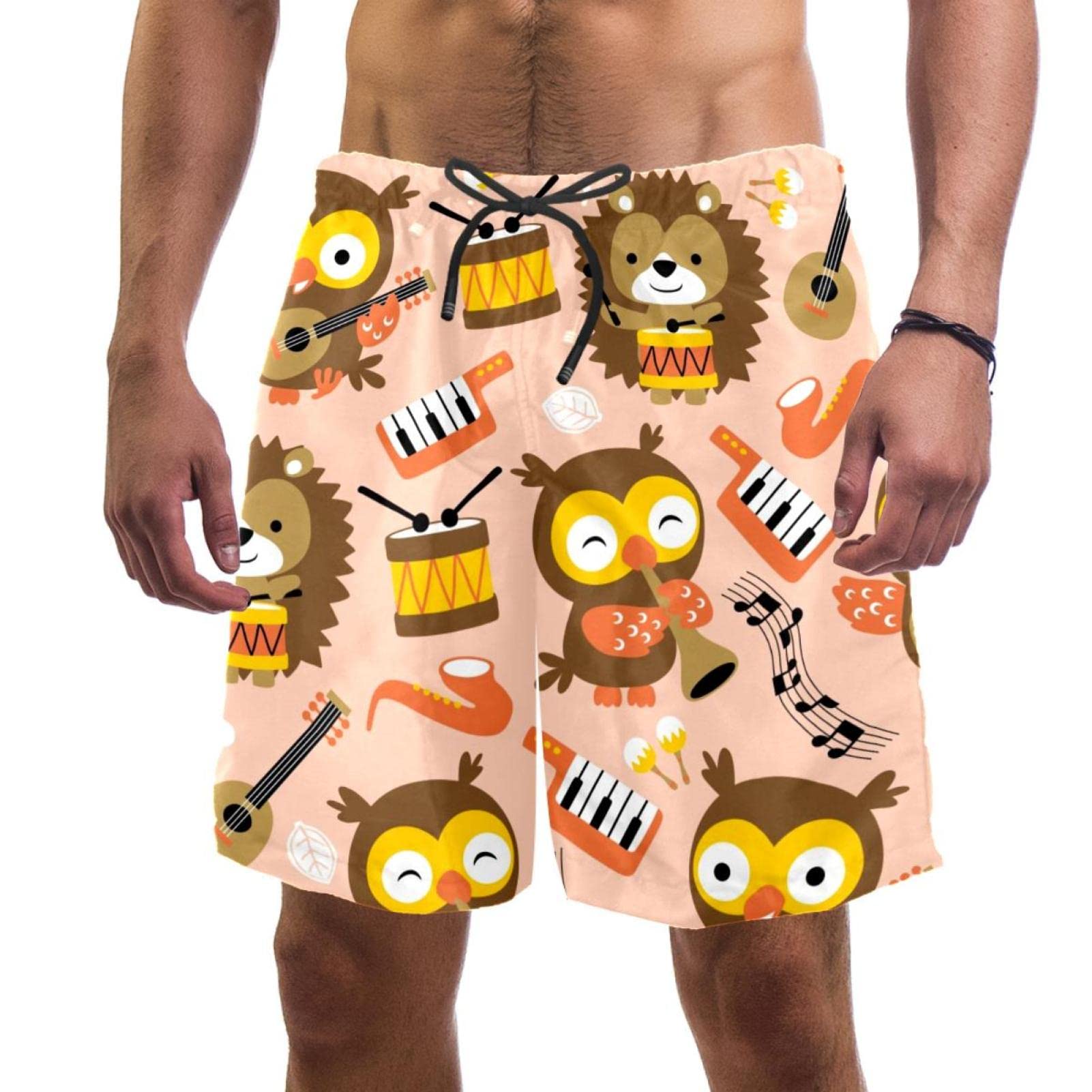 Maillots de bain hommes JDEZ short de plage hérisson chouette