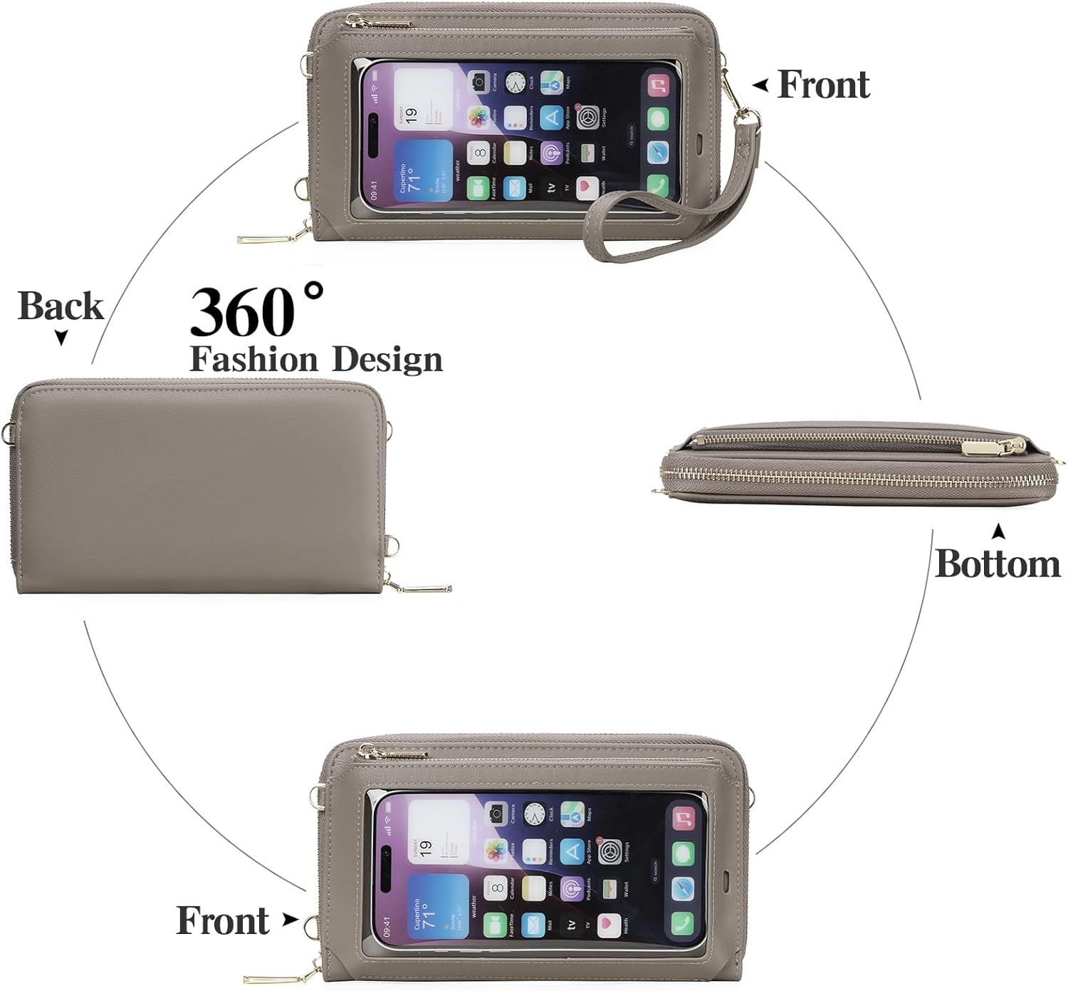 GOIACII Phone Purse Crossbody Bags for Women Small Travel Wallet Touch Screen RFID Blocking - Image 5