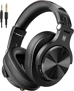 OneOdio A70 Bluetooth Over Ear Headphones, Wireless Headphones with 72H Playtime, Hi-Res, Built-in Mic, 3.5mm/6.35mm Wired Audio Jack for Studio Monitor & Mixing DJ Guitar AMP, Computer Laptop PC
