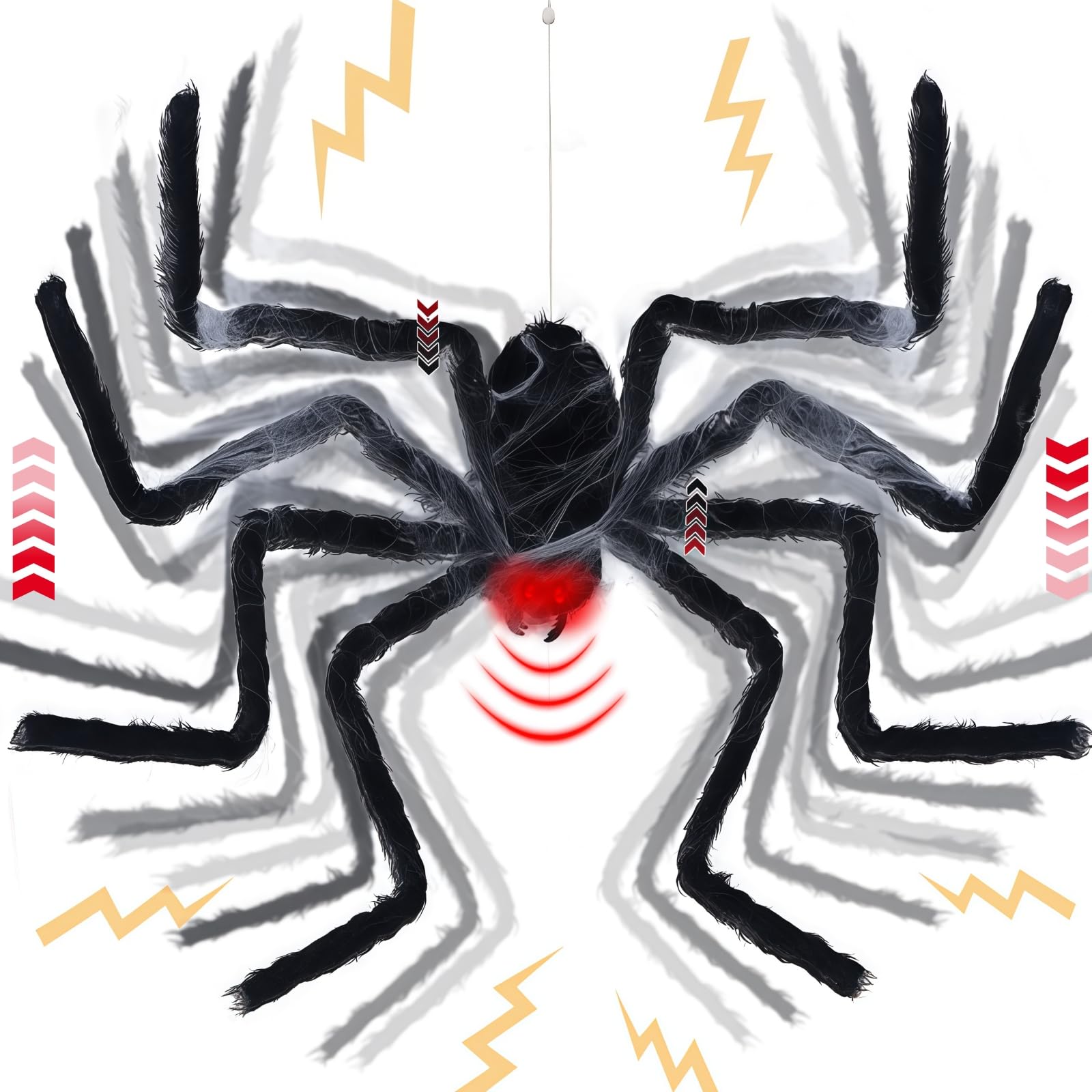 Araignée électrique tombante Halloween avec son effrayant et œil rouge