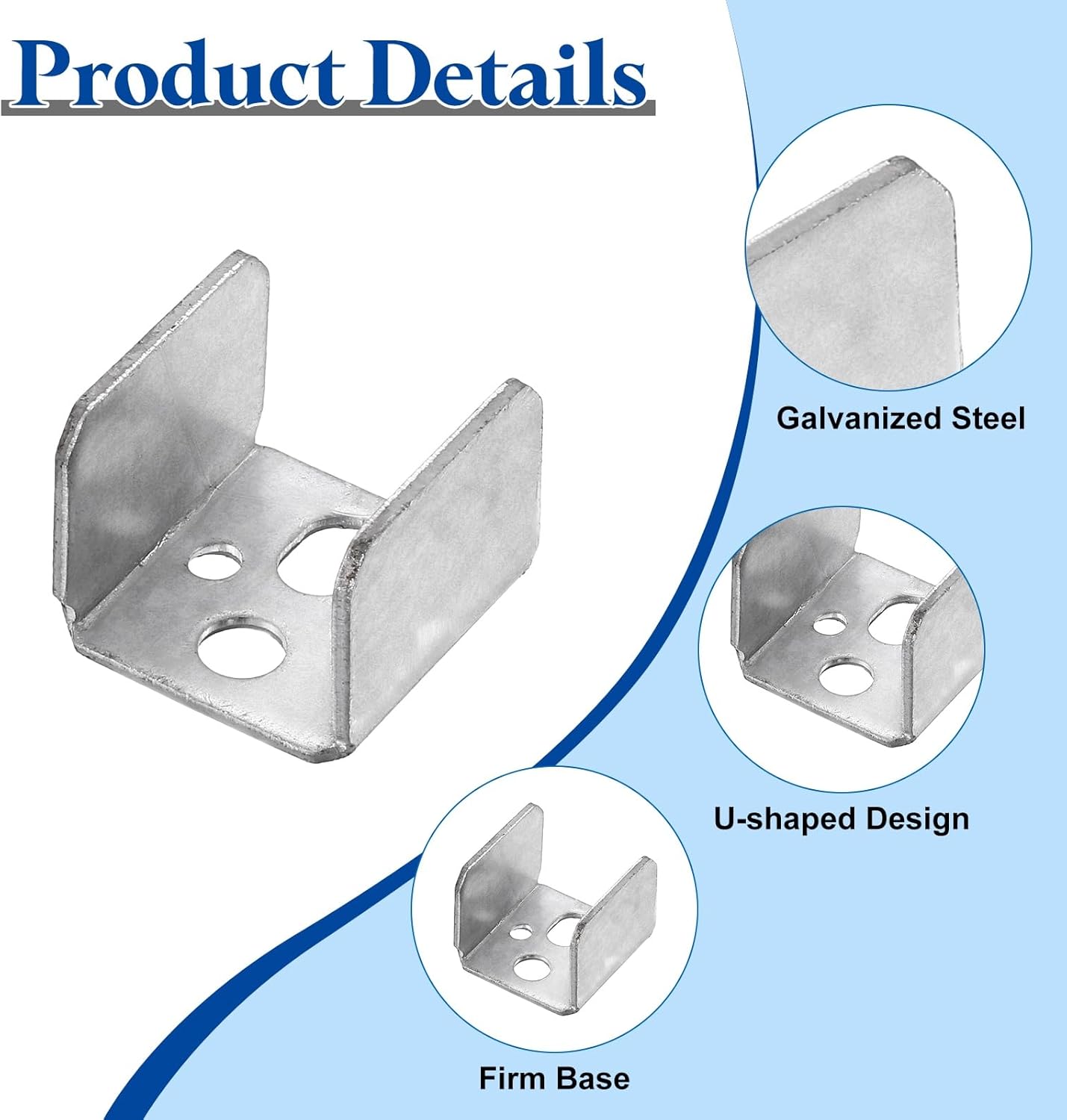 uxcell 8 Pcs U Bracket for 0.96" Panels, 28 x 28 x 24mm Metal U Shaped Fasteners Brackets for Guardrail or Partitions Connection, Silver