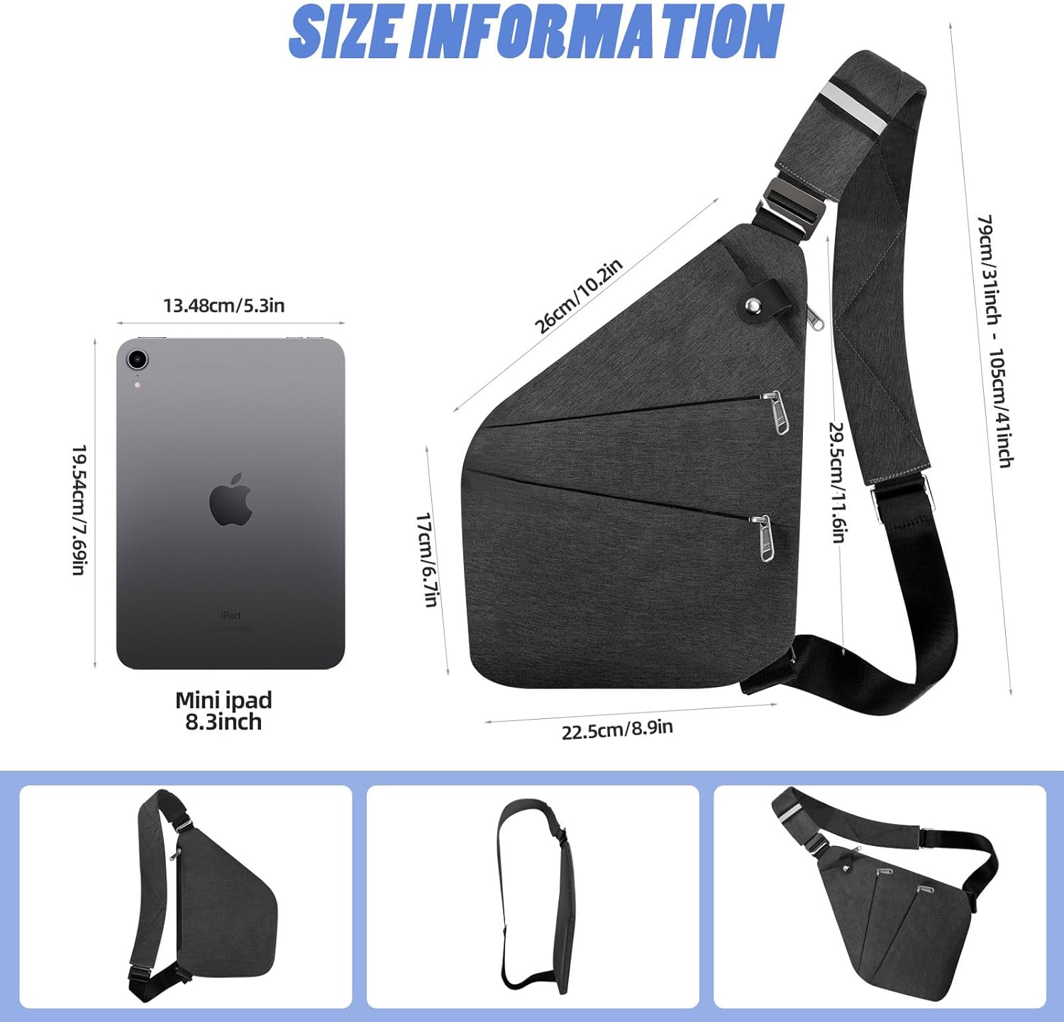 Anti Theft Crossbody Bag,Anti Theft Travel Bag for Women Men,Sling Crossbody Bag for Travel, Sport, Work - Image 6