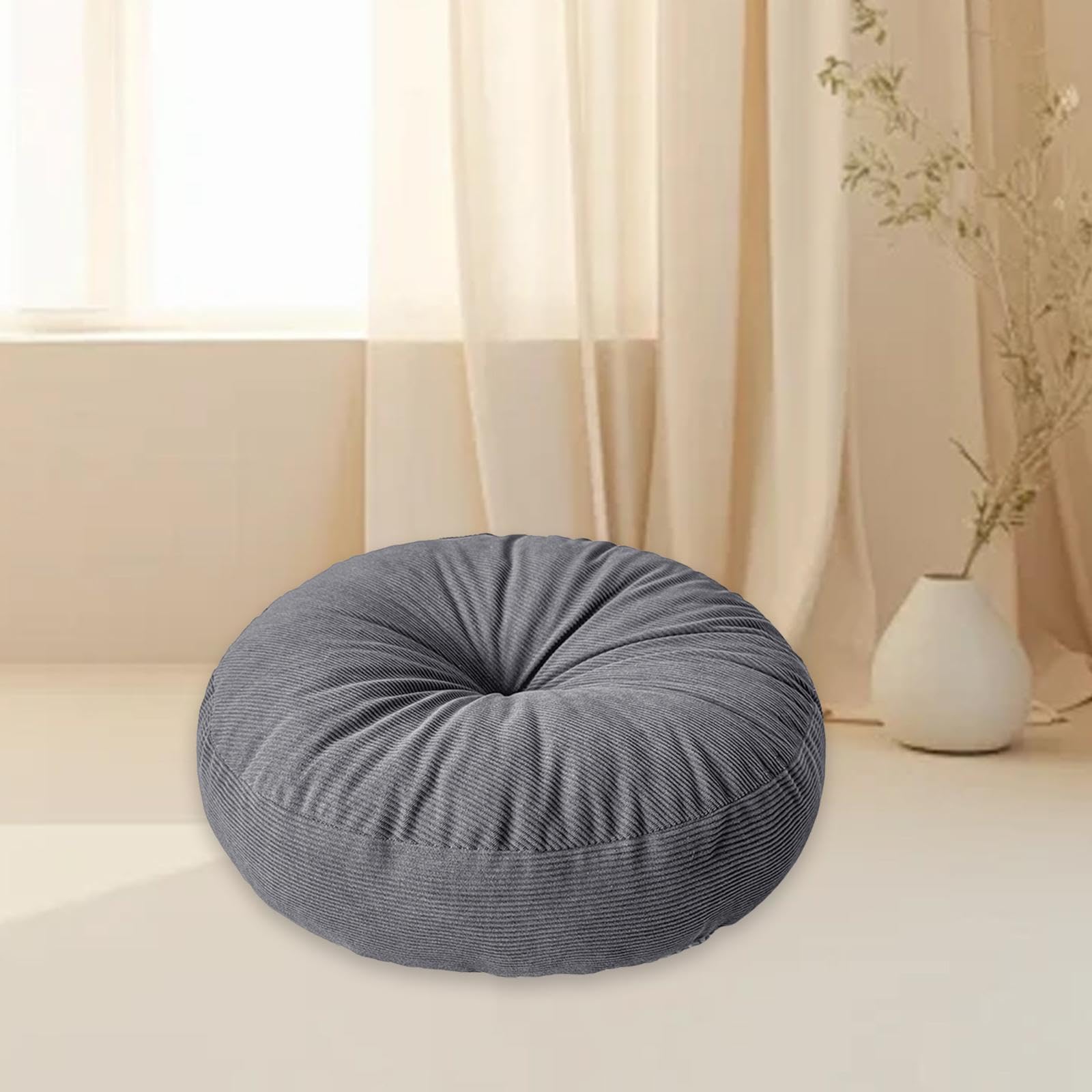 Cuscino da Pavimento Rotondo Cuscino Tatami Giapponese Seduta da Terra Pouf Morbido Spesso E di Supporto Adatto per Adulti E Bambini in Camera da Let, Grigio Scuro