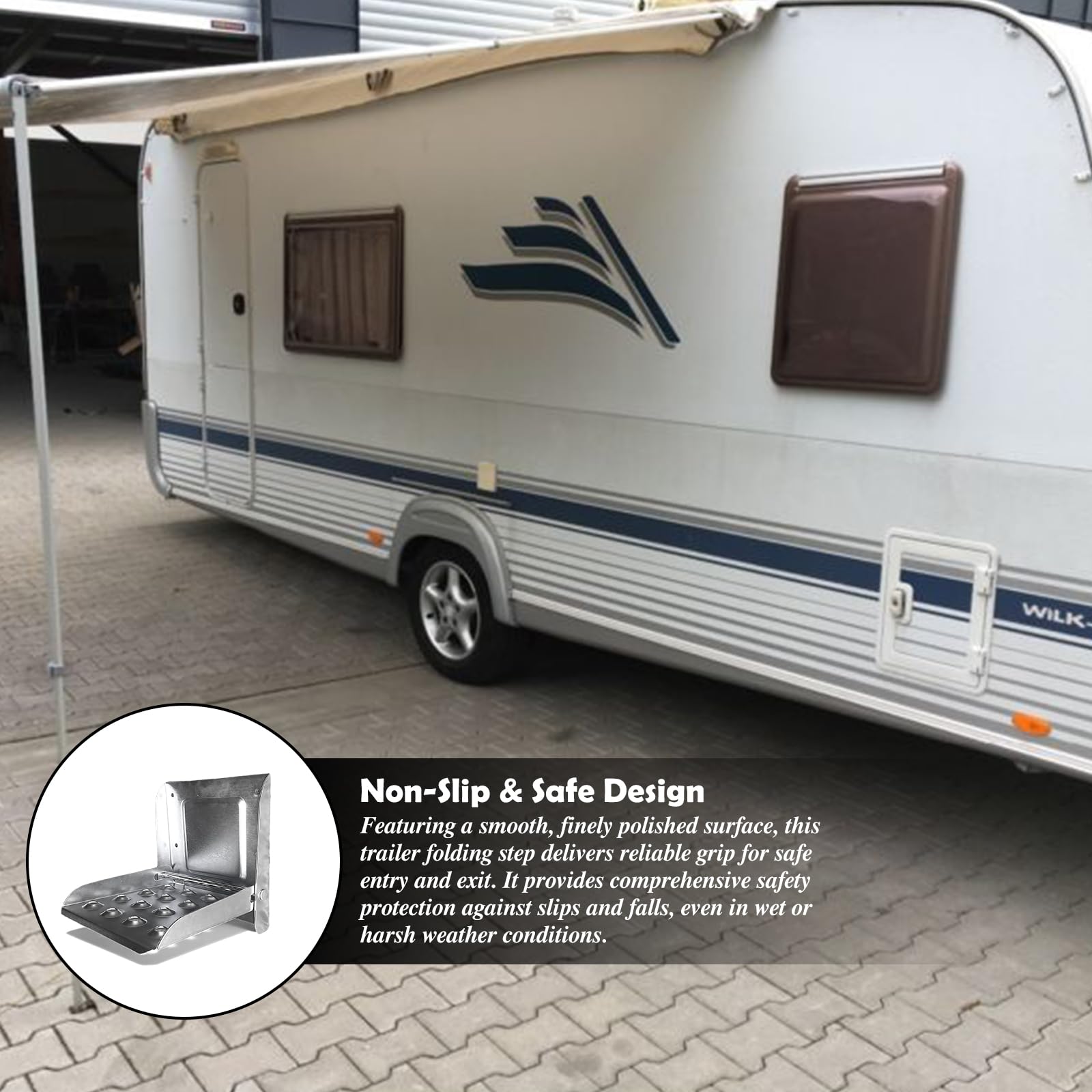 Pedana pieghevole per camion gradino: 195x170mm Pieghevole Pedana pieghevole, Pedana pieghevole per rimorchio, Lamiera d'acciaio zincato, Supporto di salita pieghevole per accessori furgone