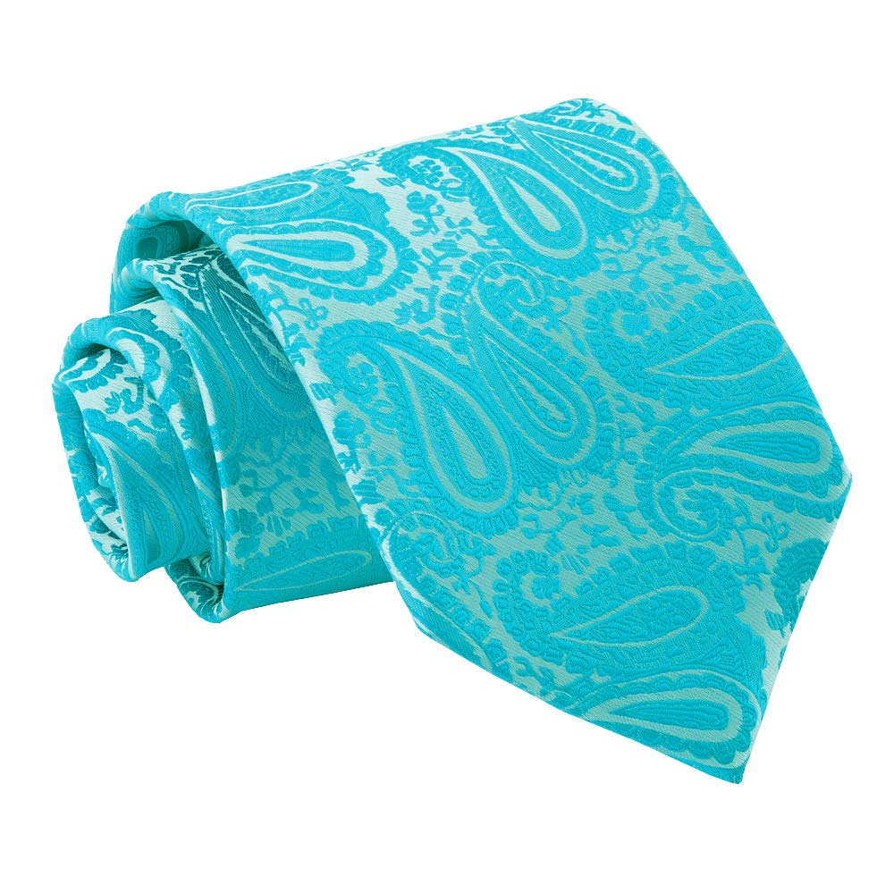 Dqt Men's Paisley Turquoise Green Solid Plain Stripe Floral Paisley Polka Dot Tartan Neck Tie