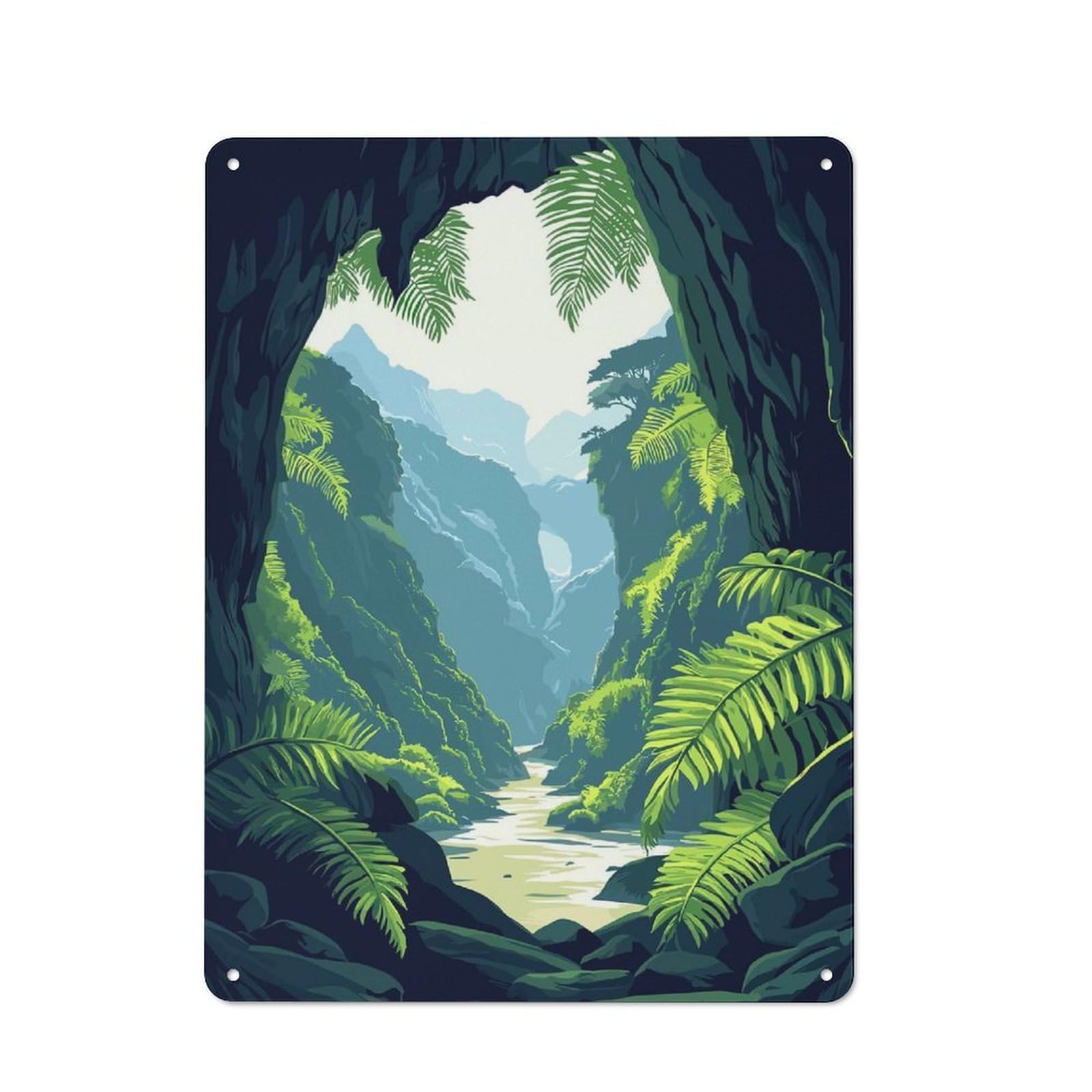 Junmoney Style Jungle Canyon View Rustic Tin Wall Plaque 40X30cm For Hobby Room Or Studio, A Christmas Gift For People Styling Hobby Room And Studio
