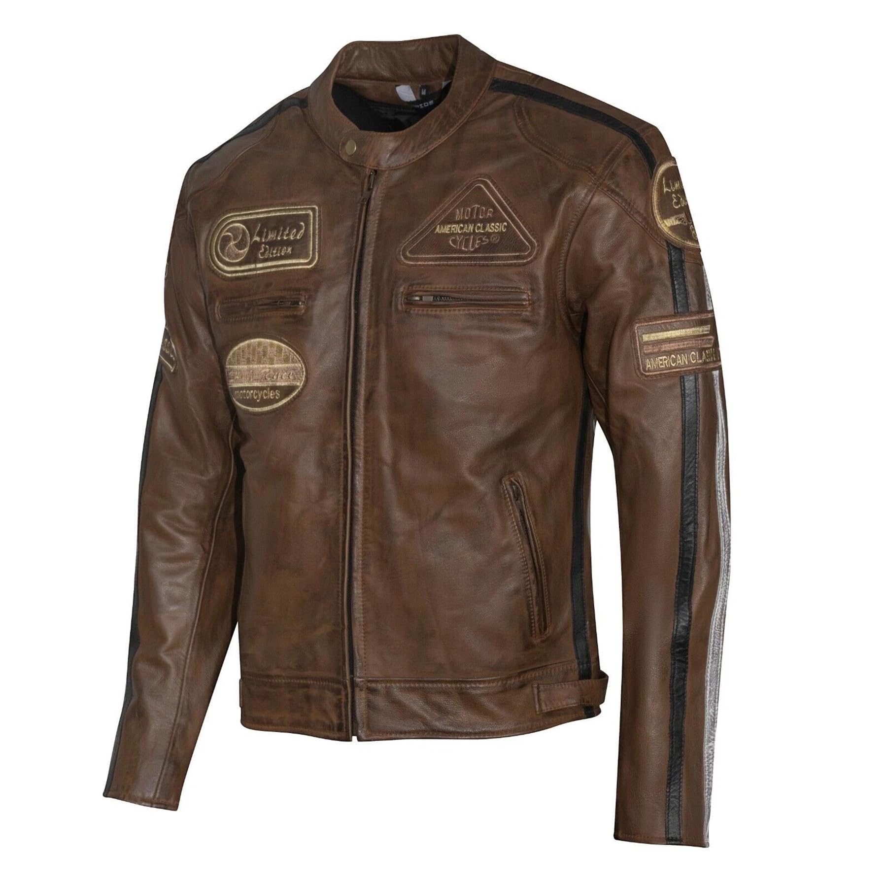 Giubbotto Moto in pelle da Uomo ASPIDEX Vintage Custom & Café Race Stile Harley