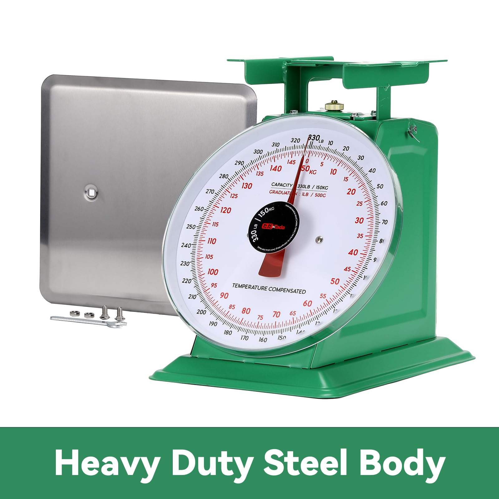 Tada 150kg/330lbs Heavy Duty Industrial Scale Mechanical Kitchen and Food Scale with Stainless Steel Platform
