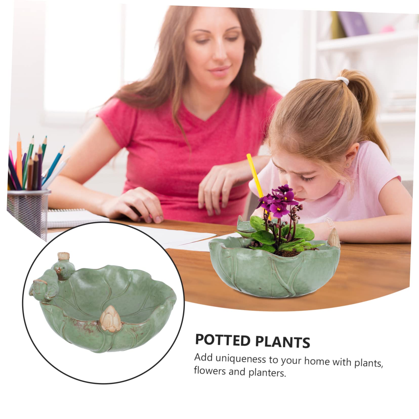 BESPORTBLE 1pezzi Contenitore in Ceramica Per Piante Vaso Foglie Di Loto Contenitore Per Piante Grasse Vaso in Ceramica Per Fiori Decorazione Naturale Per Casa e Balcone