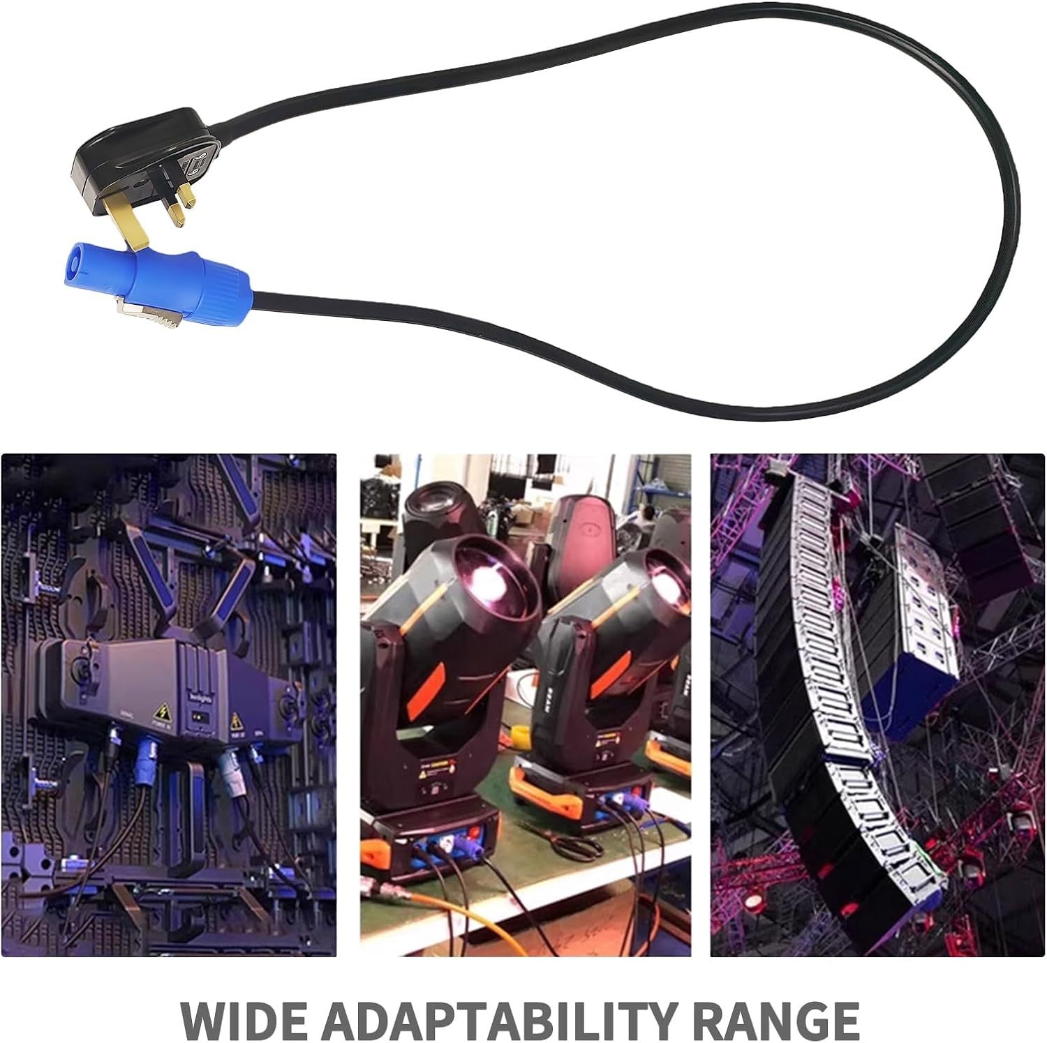 1pcs UK Plug Waterproof Power Cable, 3-Pin 3x1.5mm² Rubber H05RN-F Cable for Stage Lighting, DJ Audio Equipment, LED Display Screen and Moving Head (10-Meter)
