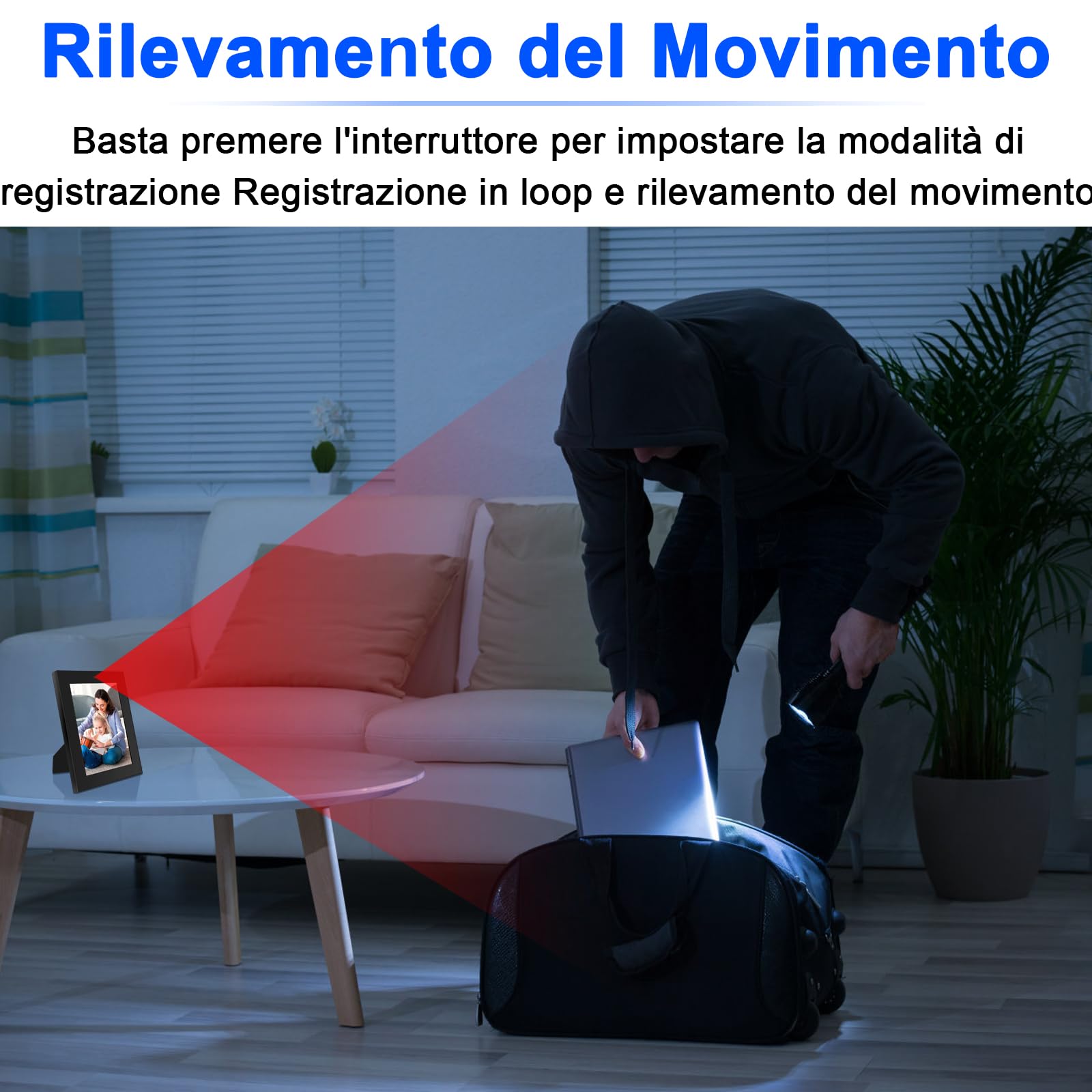 Cornice Telecamera Nascosta HD 1080P Telecamera Spia, Mini Telecamera Spia Nascosta supporto di Rilevamento del Movimento e la Registrazione in Loop per Domestica/Decorazione