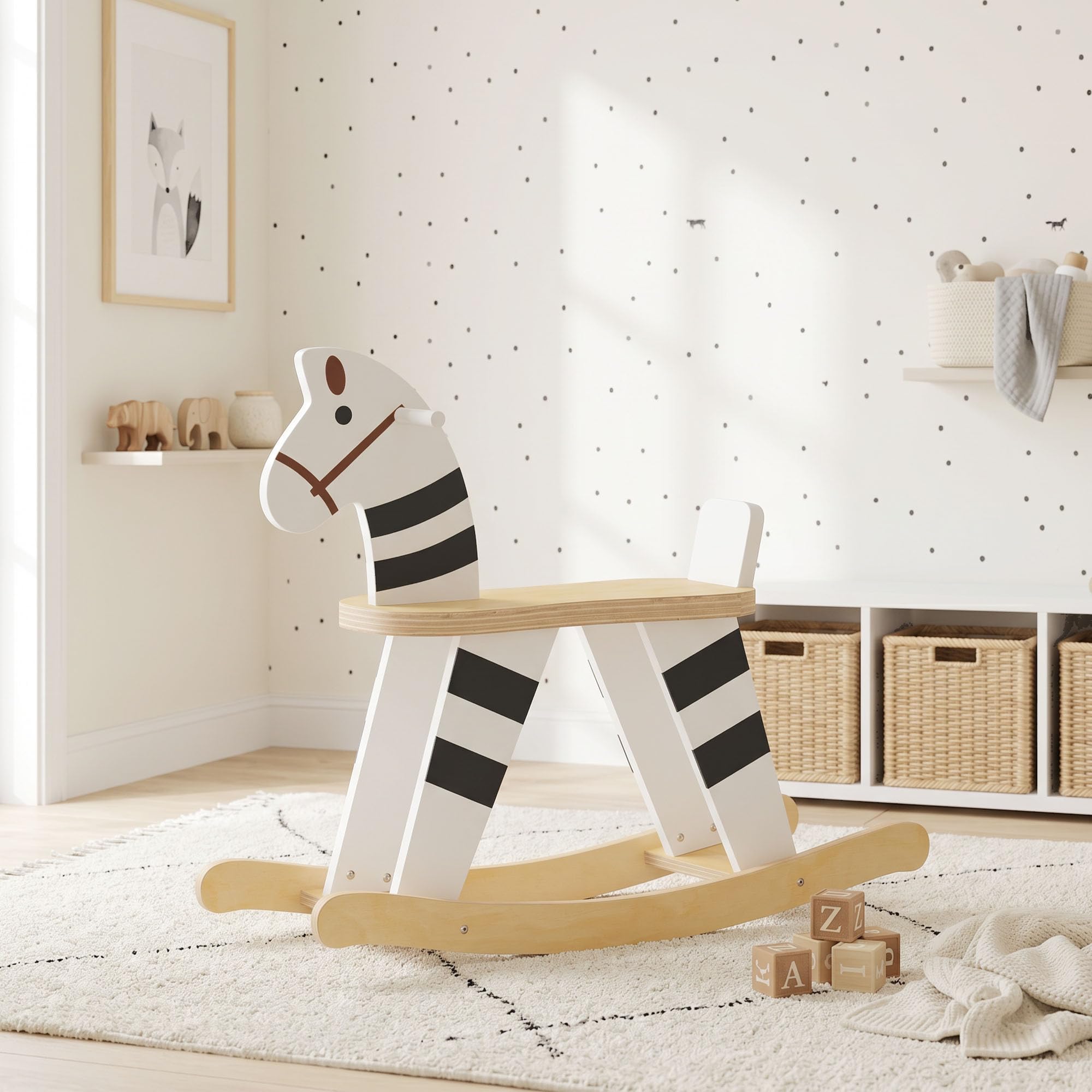 AIYAPLAY Cavallo a Dondolo per Bambini 1.5-3 Anni 68x26x53 cm Multicolore