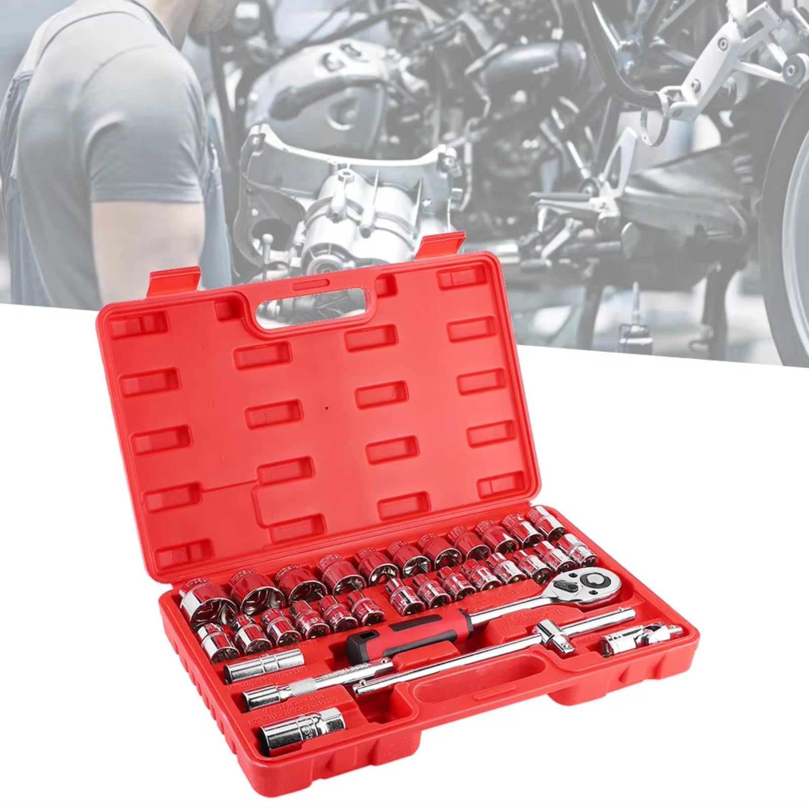 Set attrezzi da meccanico 32 Pz 1/2in DR Set Prese A Cricchetto Kit Strumenti Per Chiavi A La Riparazione Auto Strumenti La Casa Utensili Manuali Strumento A Cricchetto E Custodia