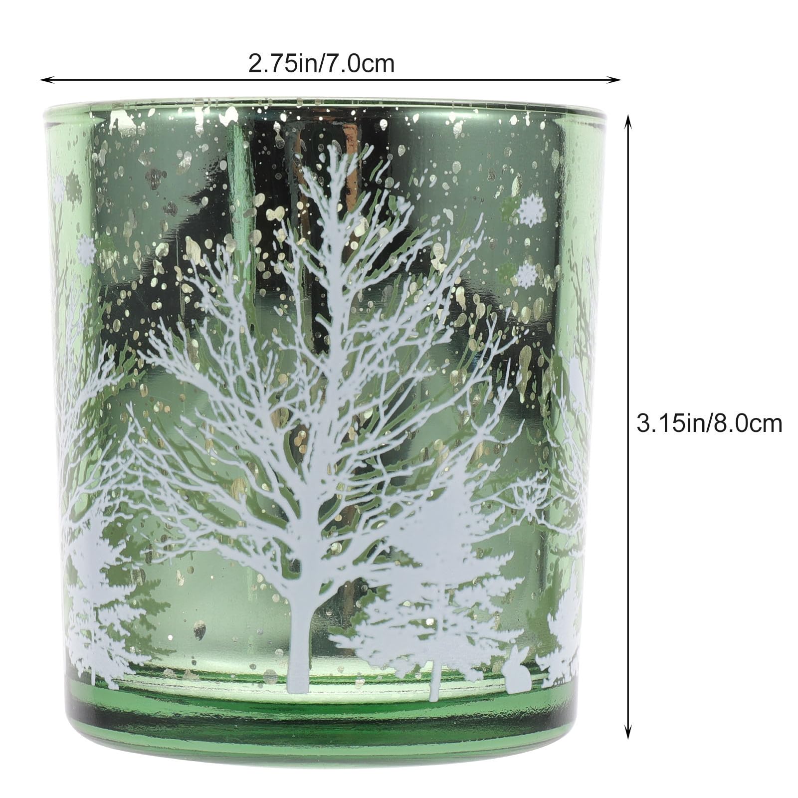 Toyvian 4 Piezas Portavelas Navideño de Cristal Estampado Árbol de Navidad