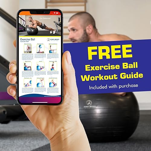 Miniatura 9 de ProBody Pilates Silla de pelota de yoga, silla de bola de ejercicio con base o soporte para escritorio de oficina en casa, sentado o entrenamiento,