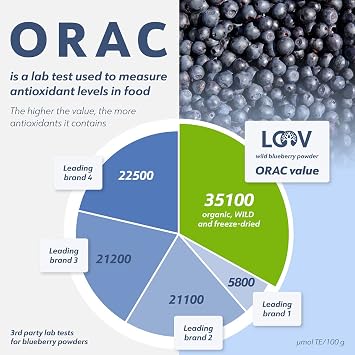 LOOV Organic Wild Blueberry Powder 15 Day Supply 91 g Good for Smoothie & Breakfast Freezed and Dried from Northern Europe No Added Sugar