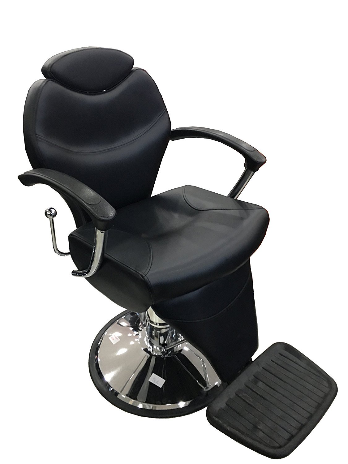 Sillón Profesional de Peluquería, 360º Giratoria con Base Fijo y Apoyapies de Plástico, Altura Regulable, Asiento Suave y Cómodo de Material Piel, Varios Modelos (159-Negro)