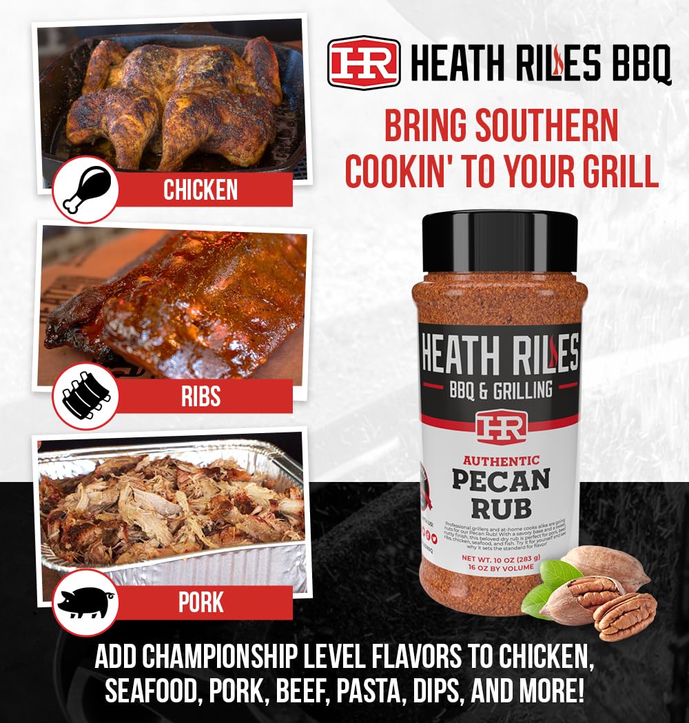Heath Riles BBQ Rub - Pecan Seasoning, Champion Pitmaster Recipe, Legendary Rubs For Smoking & Grilling, 80+ BBQ Championships, 2 lb./32 oz. - Image 3