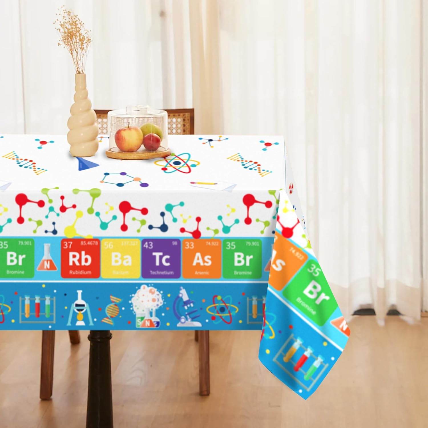 2 Pack Science Party Tablecloth Sciences Party Decorations Science Tablecloth Scientist Laboratory Table Covers Plastic Tables Cloth for Mad Sciencist Birthday Theme Decorations, 54 x 87 in
