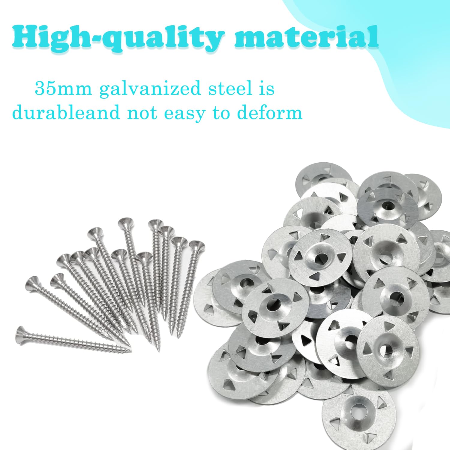 Tile Backer Board Screws and Washers Kit, 100 PCS 3.5x30mm Screws with 100 PCS 35mm Metal Washers for Insulation Cement Board - Image 3
