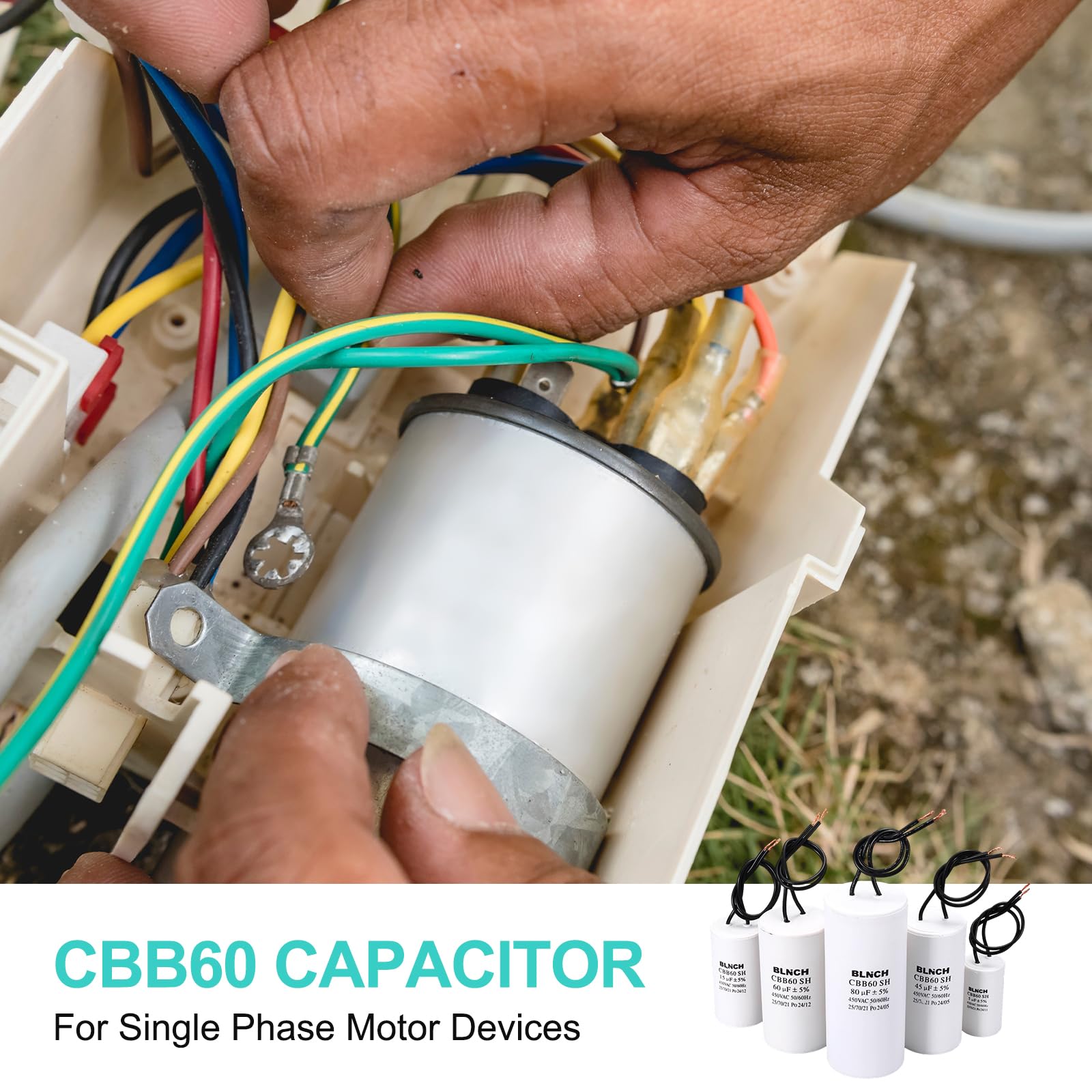 QUARKZMAN CBB60 kondensator roboczy 3uF 450 V 2-przewodowy elektryczny kompresor powietrza, kondensator rozruchowy silnika, do pralki, lodówki, klimatyzacji, biały