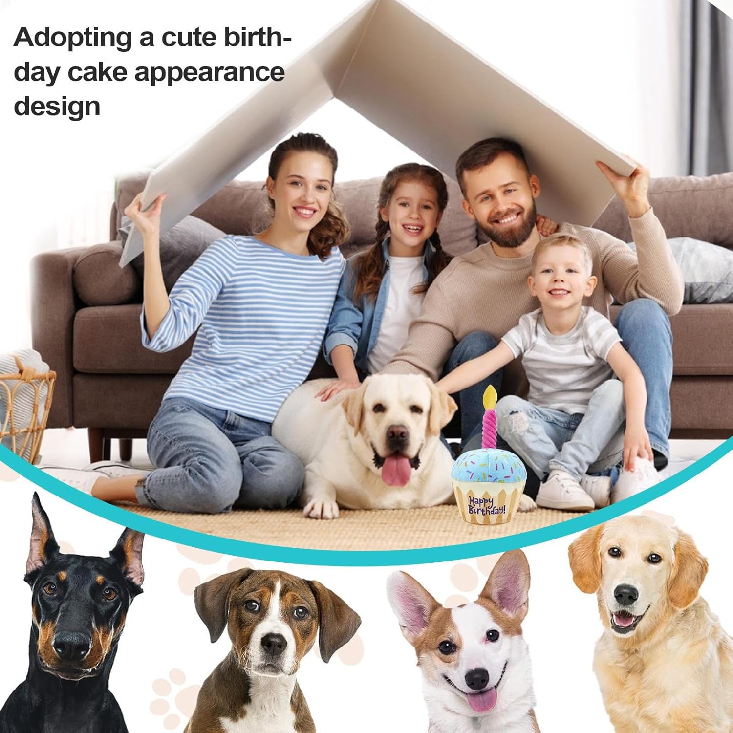 Dog Birthday Cake - Dog Birthday Decorations - Soft, Chew Resistant, Pet Photo Props for Large Medium Breed Celebrations 6