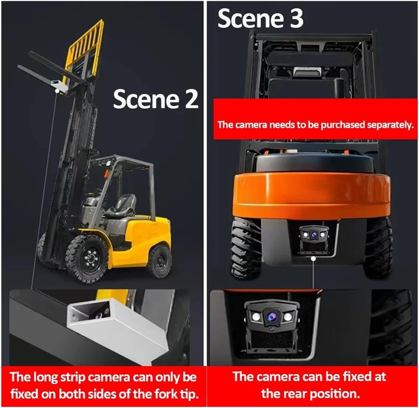 7 Inch Digital Wireless Split Screen Monitor 2X Front View Camera Kit Magnetic Base Power Bank for Forklift Safety Camera System(1CAM)