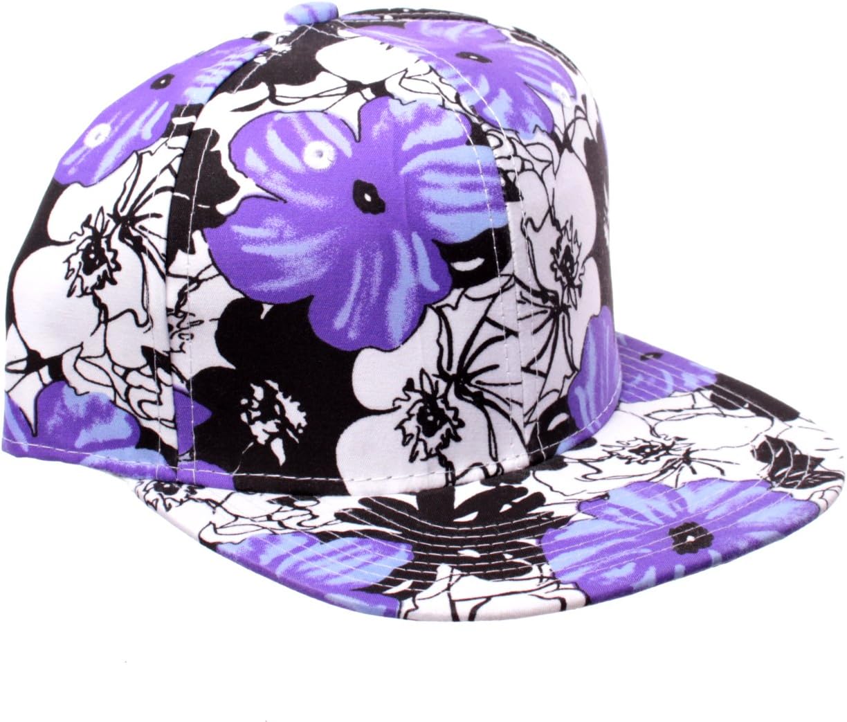 Purple & White Hawaiian Print Floral Snapback