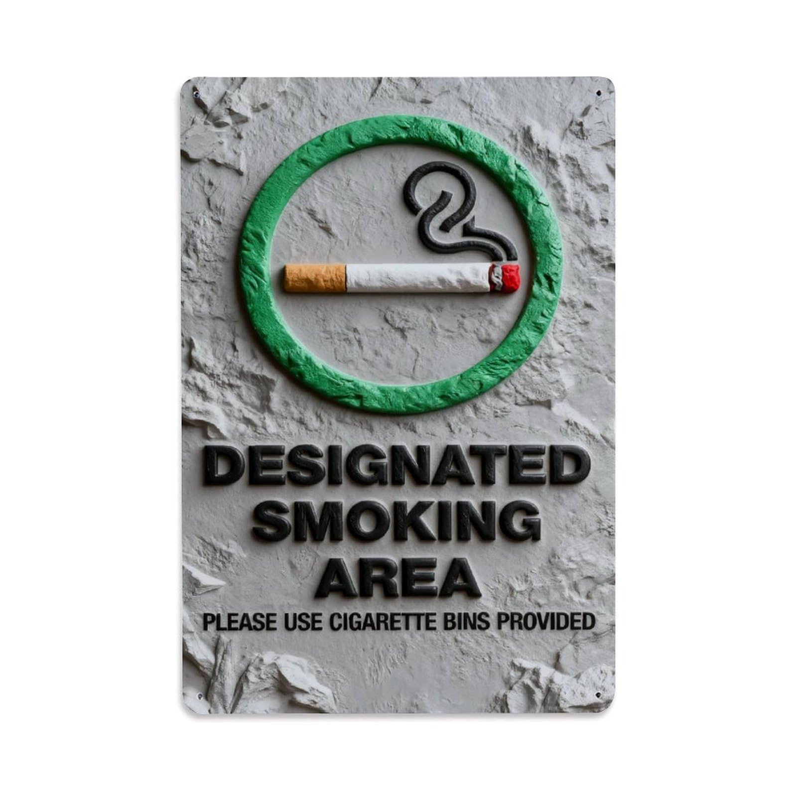 Designated Smoking Area Sign Vintage Metal Tin Sign Retro Wall Decor, Bar Garage Cafe Kitchen Home Wall Art Poster Decoration 8x12inches